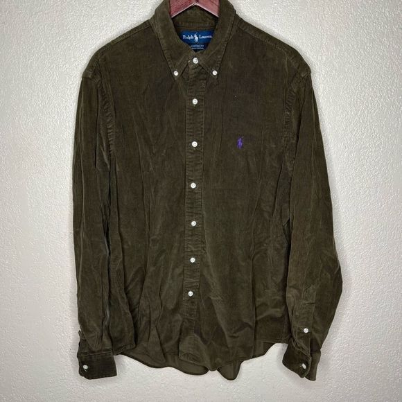 Vintage Polo Ralph Lauren Corduroy Button Down Purple Pony XL - Picture 1 of 5